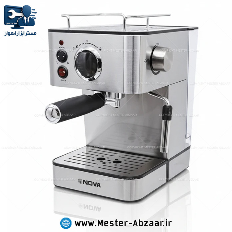 اسپرسو قهوه ساز 140 نیمه صنعتی تمام استیل نوا پمپ 15 بار با هواگیری رایگان مدل NOVA NCM-140EXPS اسپرسوساز نووا