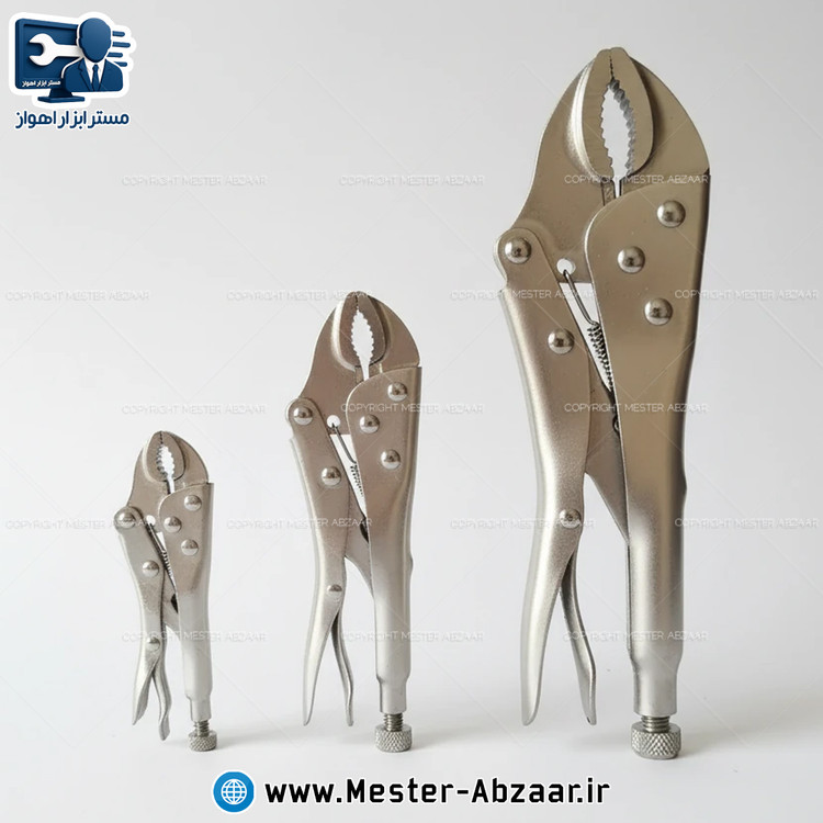 ست 3 عددی انبرقفلی فولاد کربنی سایز 5 و 7 و 10 اینچ مدل JIEWEI TOOLS انبر قفلی