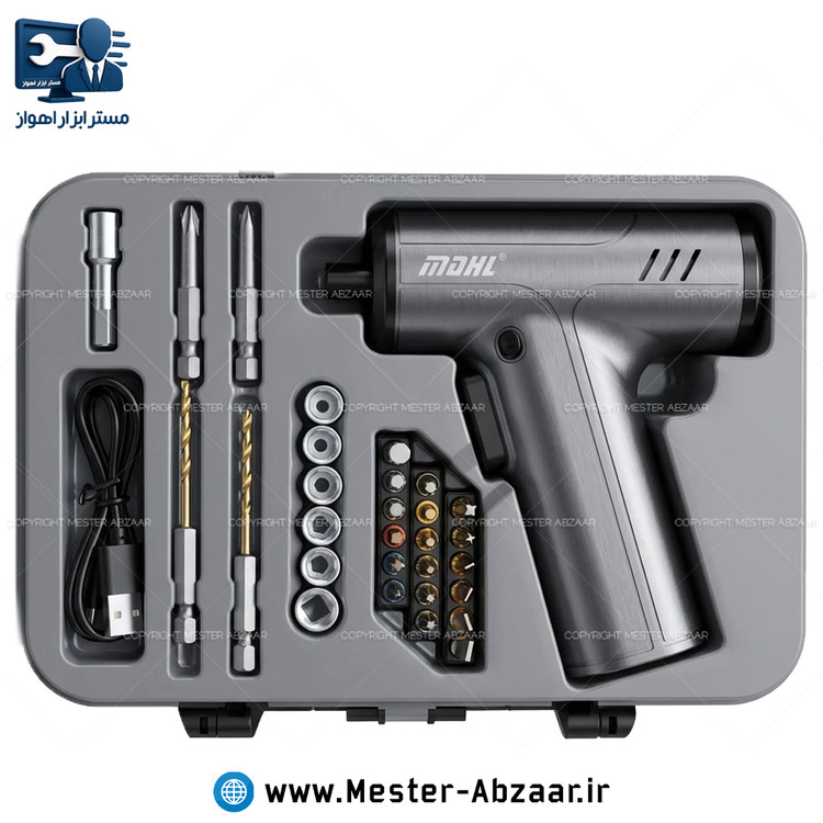پیچ گوشتی شارژی 4.2 ولت دیمردار با لوازم مدل MDHL MD-8728