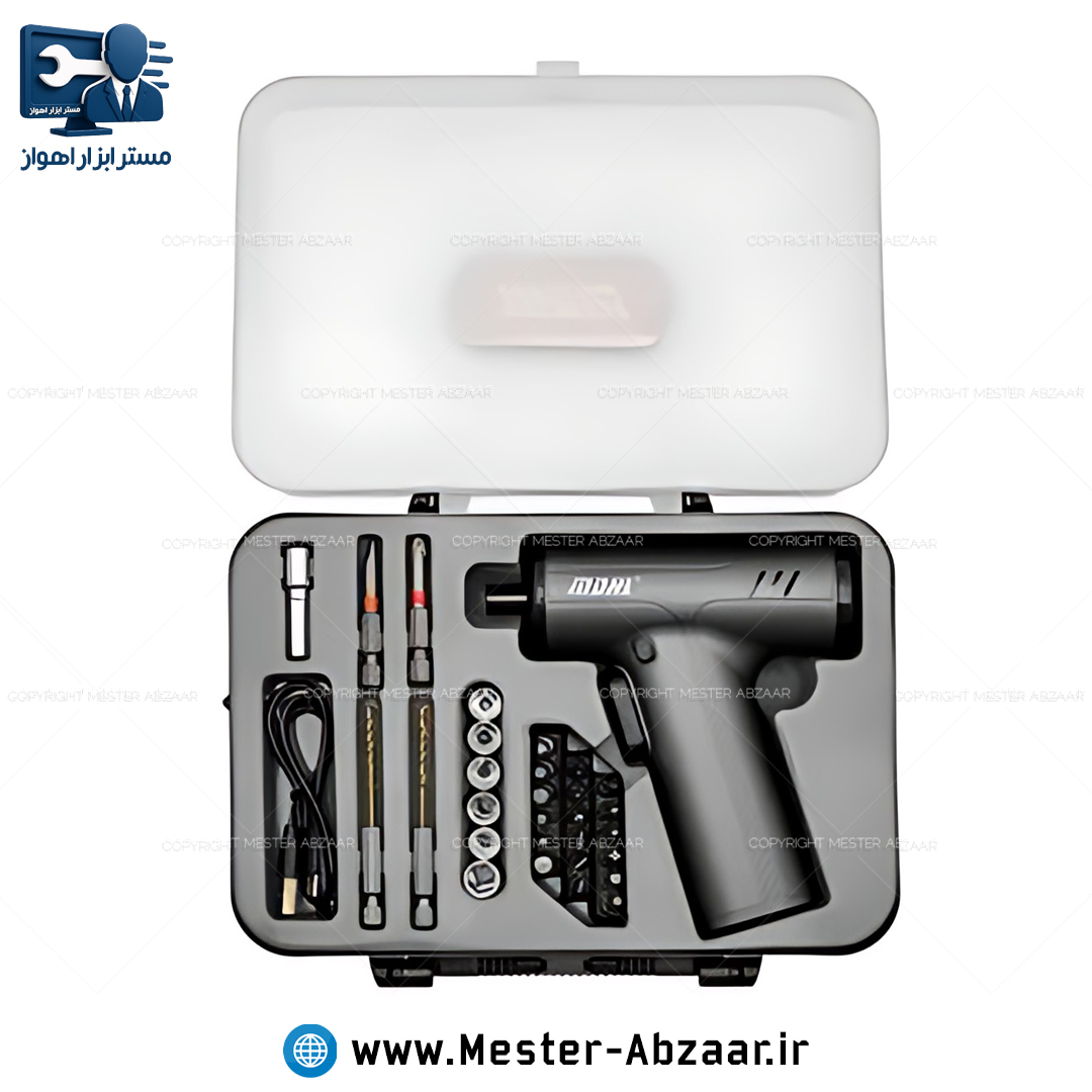 پیچ گوشتی شارژی 4.2 ولت دیمردار با لوازم مدل MDHL MD-8728