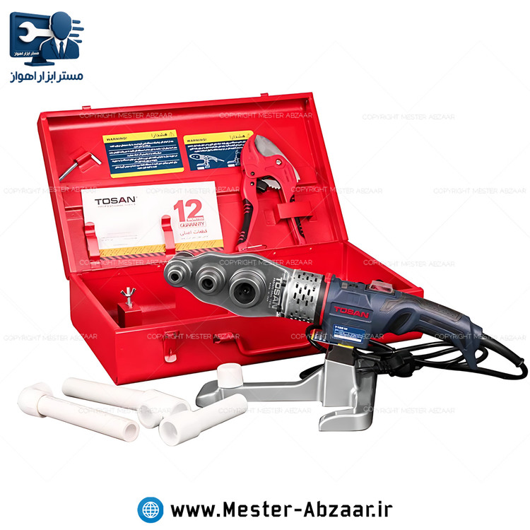 اتو لوله سبز گوشه زن صنعتی 1350 وات دیمردار توسن با کیف فلزی گارانتی دار مدل TOSAN 7135M
