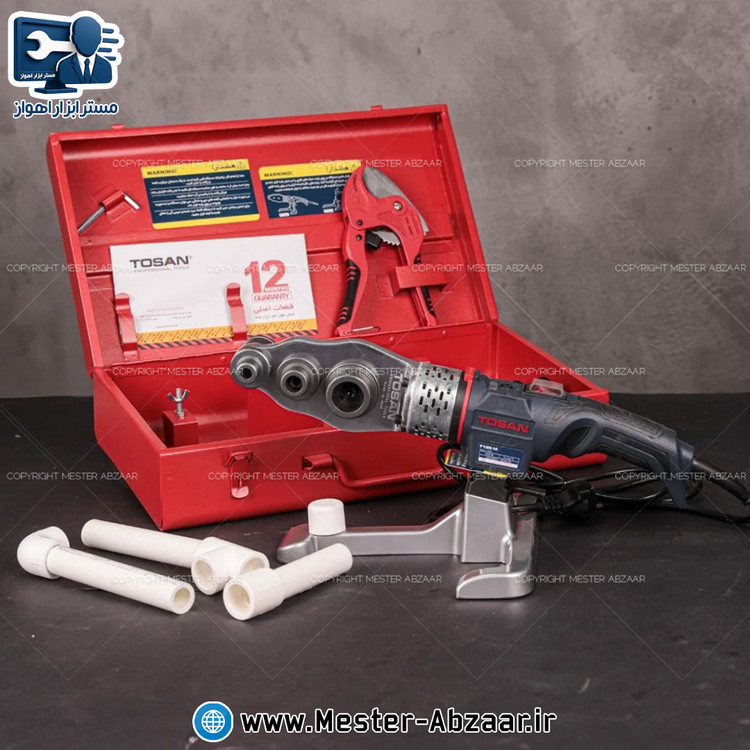 اتو لوله سبز گوشه زن صنعتی 1350 وات دیمردار توسن با کیف فلزی گارانتی دار مدل TOSAN 7135M