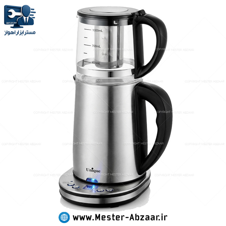 چای ساز دو طبقه 2000 وات 2.8 لیتری کتری استیل پنل دیجیتال یونیک مدل Unique RAW 4062 روهمی
