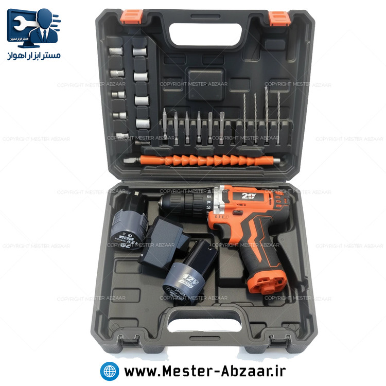دریل پیچ بند شارژی 12 ولت دو باتری و کیف و لوازم شرکت بیست با گارانتی برند BIST 20