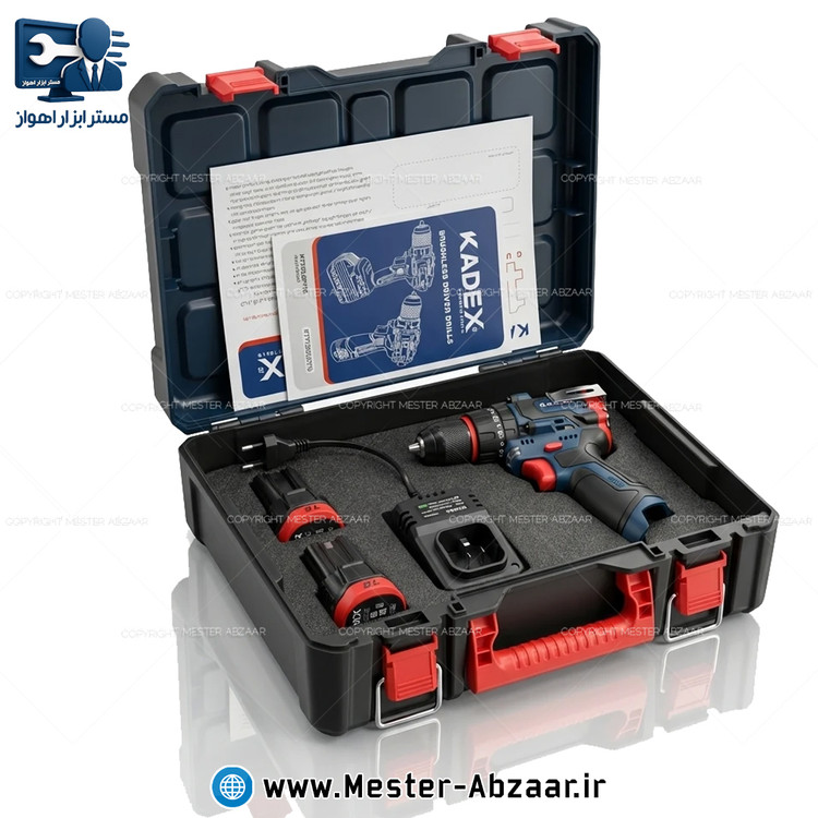 دریل پیچ گوشتی شارژی چکشی 16 ولت دو باتری براشلس کادکس با گارانتی مدل KADEX K7716