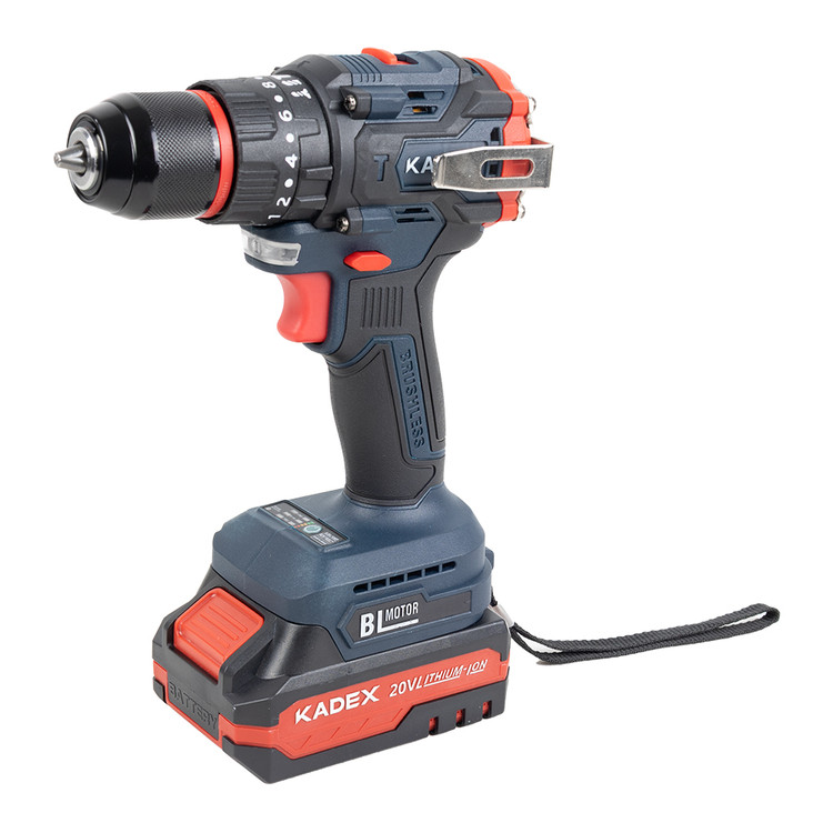 دریل پیچ گوشتی شارژی چکشی 20 ولت دو باتری براشلس کادکس با گارانتی مدل KADEX K7720