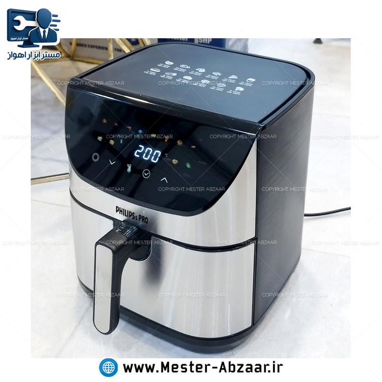 سرخ کن هواپز 15 لیتری لمسی دو ۲ المنت بدون روغن 3000 وات صفحه تخت فیلیپس پرو مدل PHILIPSs PRO PH-1897 بزرگ سرخکن همراه سبد جدا شونده صفحه رنگی