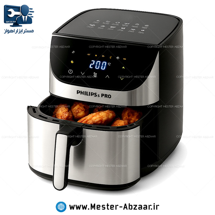 سرخ کن هواپز 15 لیتری لمسی دو ۲ المنت بدون روغن 3000 وات صفحه تخت فیلیپس پرو مدل PHILIPSs PRO PH-1897 بزرگ سرخکن همراه سبد جدا شونده صفحه رنگی