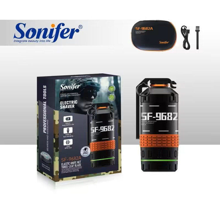 شیور شارژی طرح فانتزی نارنجک برند سونیفر مدل Sonifer SF-9682A ریش تراش صفر زن موزر