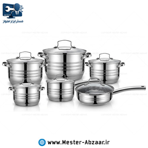 سرویس قابلمه 12 پارچه تمام استیل برند سونیفر SONIFER SF-1145