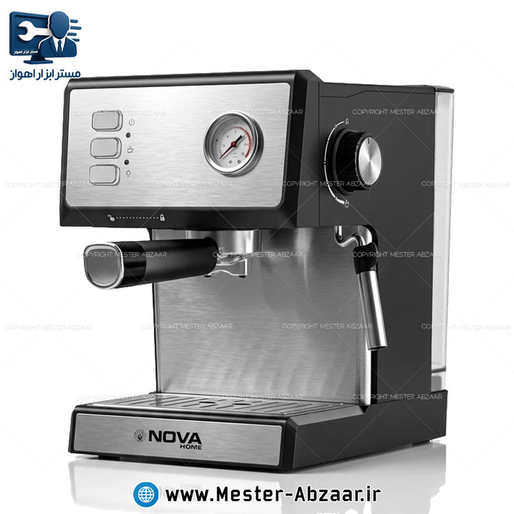 اسپرسو و قهوه ساز 1500 وات کد 147 پمپ 20 بار با هواگیری رایگان برند نوا هوم مدل NOVA HOME NCM-147EXPاسپرسوساز نووا هوم خانگی