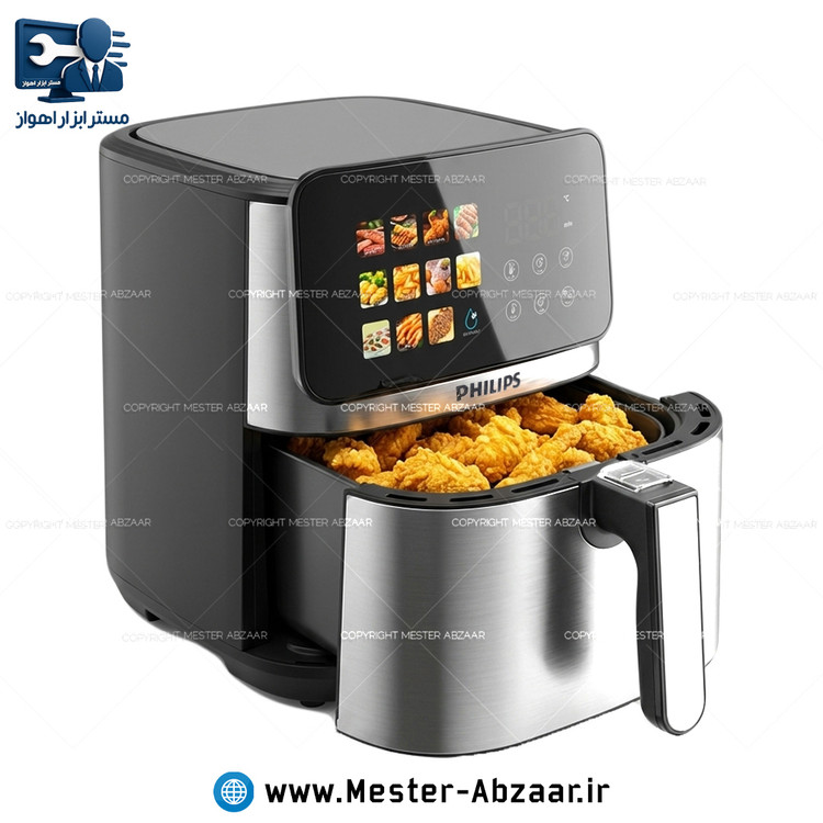 سرخ کن هواپز 15/5 لیتری بزرگترین لمسی دو ۲ المنت بدون روغن فیلیپس PHILIPS PH-1880 - 3000W سرخکن با سبد جدا شونده پنل رنگی و سه شاخ اصالت