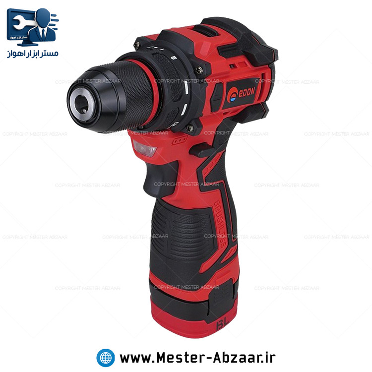 دریل پیچ گوشتی براشلس سه نظام فلزی شارژی 18 ولت 2 باتری ادون با کیف مدل EDON AD-18BL