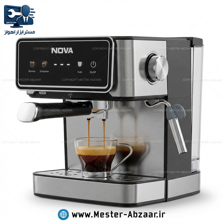 اسپرسو قهوه ساز تمام لمسی اتوماتیک کد 177 نوا 1500 وات پمپ 25 بار مدل NOVA NCM-177 اسپرسوساز نووا