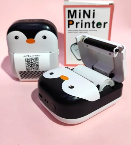 مینی پرینتر شارژی فانتزی بلوتوثی مدل MINI PRINTER X1 طرح گربه و پنگوئن