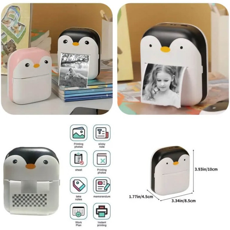 مینی پرینتر شارژی فانتزی بلوتوثی مدل MINI PRINTER X1 طرح گربه و پنگوئن