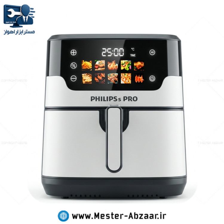 سرخ کن هواپز 15 لیتری لمسی دو ۲ المنت بدون روغن 3000 وات صفحه تخت فیلیپس پرو مدل PHILIPSs PRO PH-1899 بزرگ سرخکن همراه سبد جدا شونده صفحه رنگی