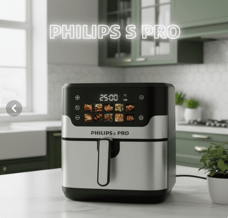 سرخ کن هواپز 15 لیتری لمسی دو ۲ المنت بدون روغن 3000 وات صفحه تخت فیلیپس پرو مدل PHILIPSs PRO PH-1899 بزرگ سرخکن همراه سبد جدا شونده صفحه رنگی