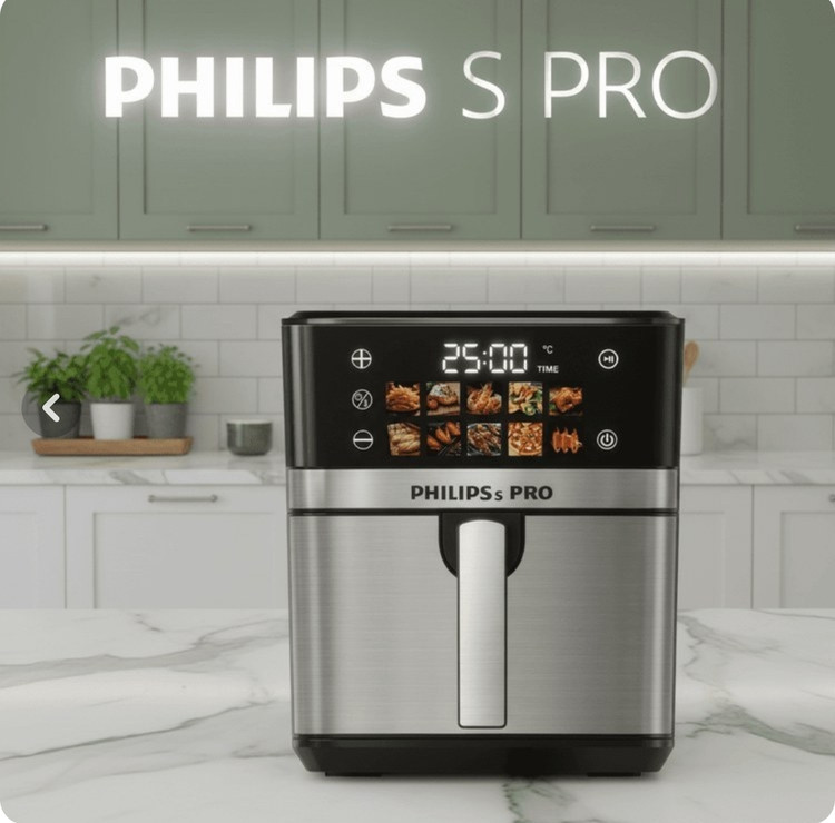 سرخ کن هواپز 15 لیتری لمسی دو ۲ المنت بدون روغن 3000 وات صفحه تخت فیلیپس پرو مدل PHILIPSs PRO PH-1898 سرخکن با سبد جدا شونده صفحه رنگی