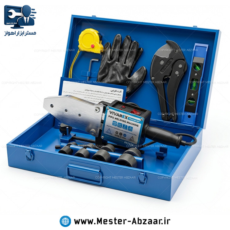 اتو لوله 2000 وات با جعبه فلزی و لوازم قیچی گوشه زن ویوارکس 12 ماه گارانتی ساخت ایران مدل VIVAREX VR2040-WP