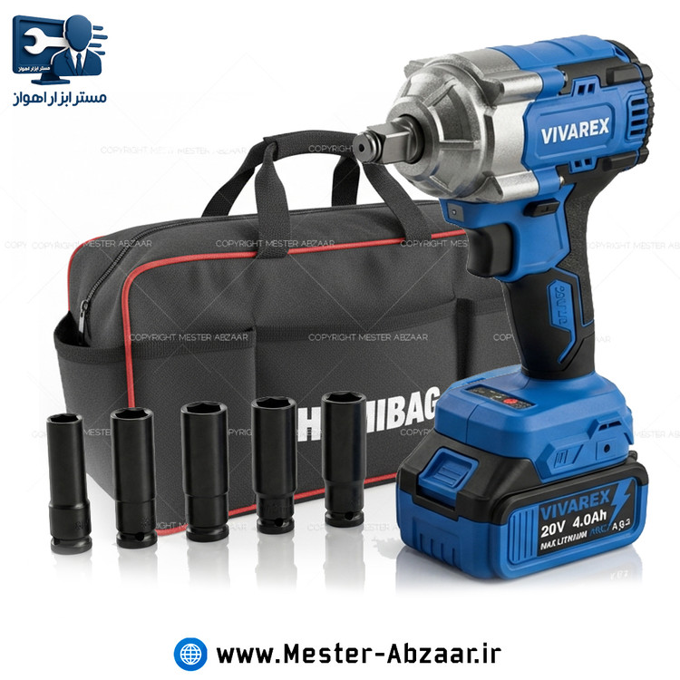 بکس شارژی 20 ولت 4 آمپر 500 نیوتون براشلس ویوارکس با گارانتی با کیف برزنتی مدل VIVAREX VR2450-IWK