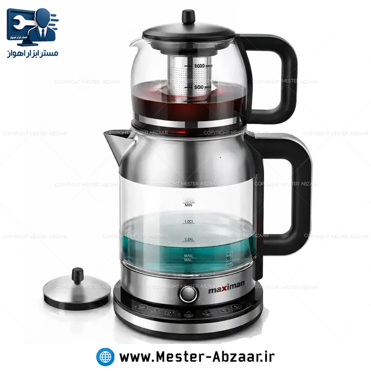 چای ساز برقی دو طبقه 2000 وات 3 لیتری کتری پنل دیجیتال مکسی من مدل MAXIMAN MAX-2081 روهمی مکسی من