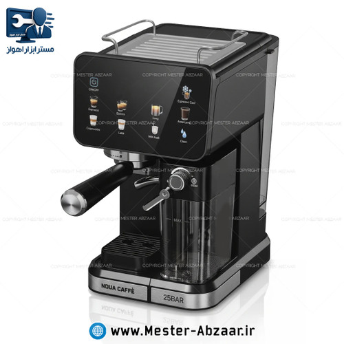 اسپرسو و قهوه ساز 1350 وات اتوماتیک لمسی طرح نوا پمپ 25 بار با هواگیری رایگان مدل نویا کافه NOUA CAFFE 199 اسپرسوساز