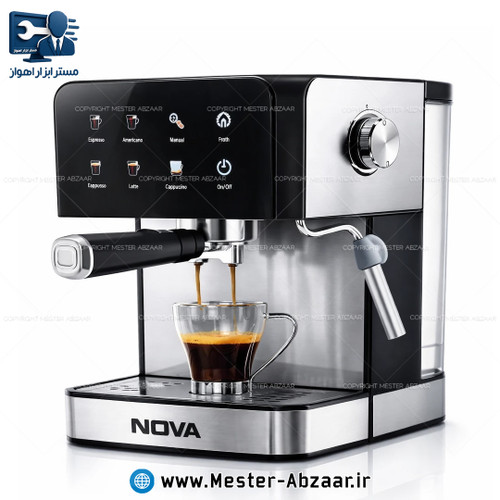اسپرسو و قهوه ساز 1500 وات کد 135 اتوماتیک لمسی نوا پمپ 25 بار با هواگیری رایگان کد NOVA NCM-135 اسپرسوساز