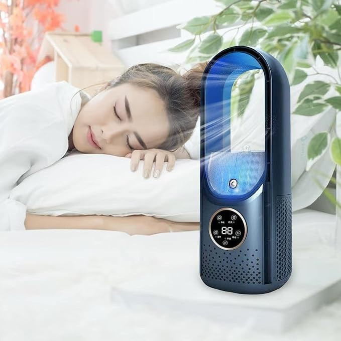 پنکه مه پاش مدرن بدون پره رومیزی دیجیتال مدل bladeless fan