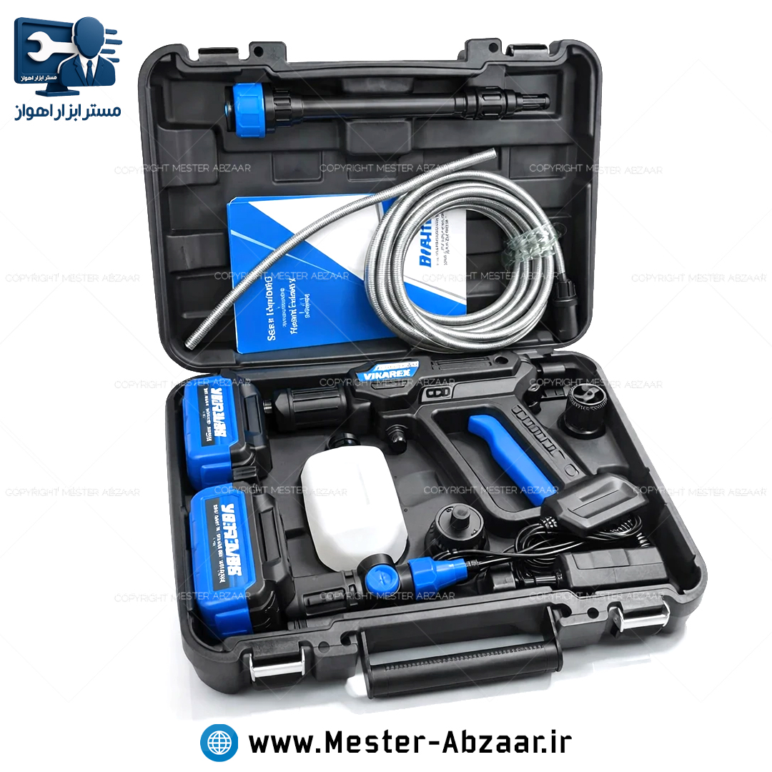 کارواش سمپاش شارژی براشلس 20 ولت 25 بار ویوارکس با گارانتی و لوازم کامل VIVAREX VR2025-PW