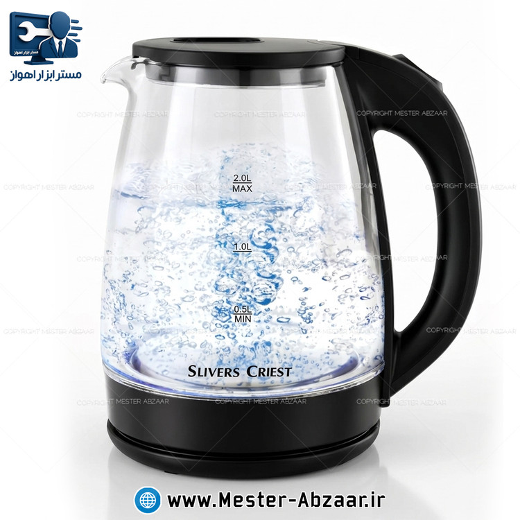 کتری برقی شیشه ای 2 لیتری 1500 وات طرح سیلور کرست مدل SC-168GK برند SILVERS CRIEST سیلورس کریست