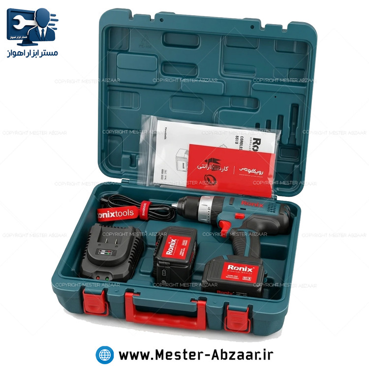 دریل پیچ گوشتی چکشی شارژی 18 ولت رونیکس مدل RONIX 8618