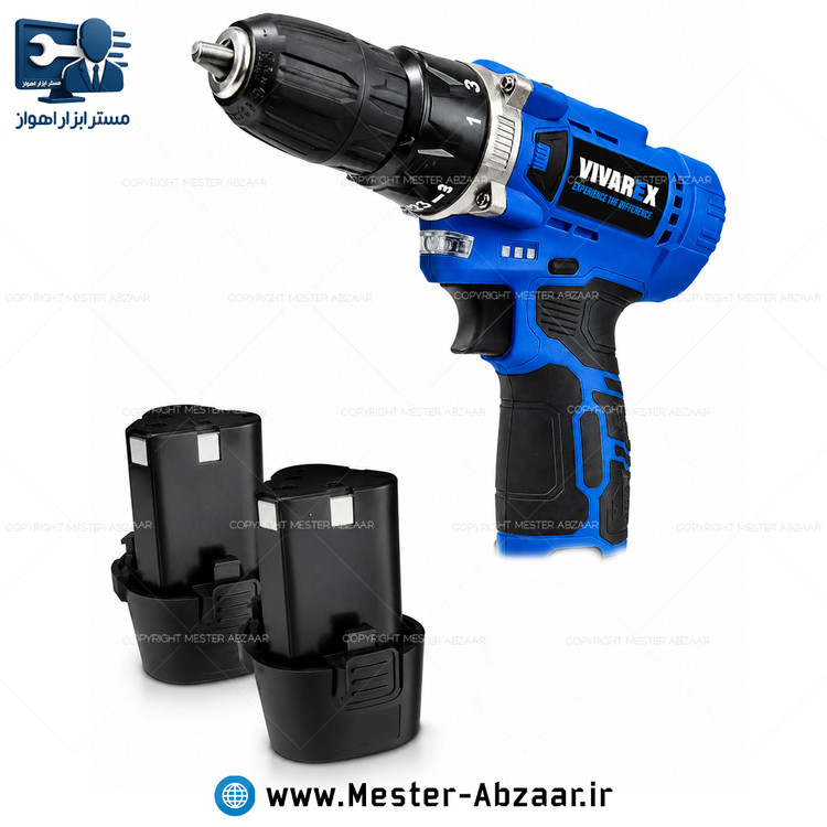 دریل شارژی 12 ولت با یکسال گارانتی ویوارکس گیربکس دو سرعته لیتیومی مدل VR1215V-2B vivarex
