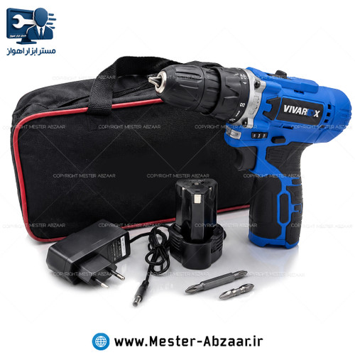 دریل شارژی 12 ولت با یکسال گارانتی ویوارکس گیربکس دو سرعته لیتیومی مدل VR1215V-2B vivarex