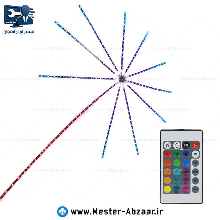 چراغ رقص نور تزیینی طرح فشفشه و آتش بازی USB ریموتی مدل LED RGB STAR