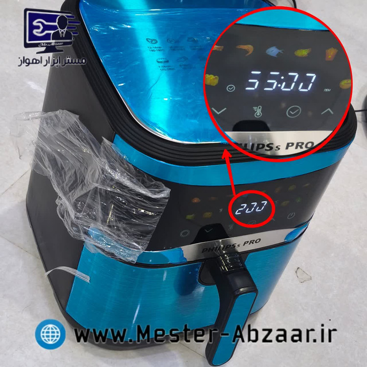 سرخ کن هواپز 15 لیتری لمسی دو ۲ المنت بدون روغن فیلیپس پرو {استوک نو} مدل PHILIPSs PRO PH-1896 بزرگ سرخکن سبد جدا شونده پنل رنگی