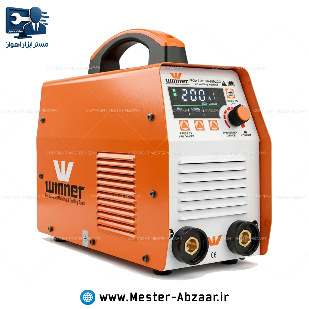 اینورتر جوشکاری 200 آمپر وینر قابلیت آرگون و الکترود پنل جدید دیجیتال مدل WINNER 1510-200LCD با گارانتی موتورجوش