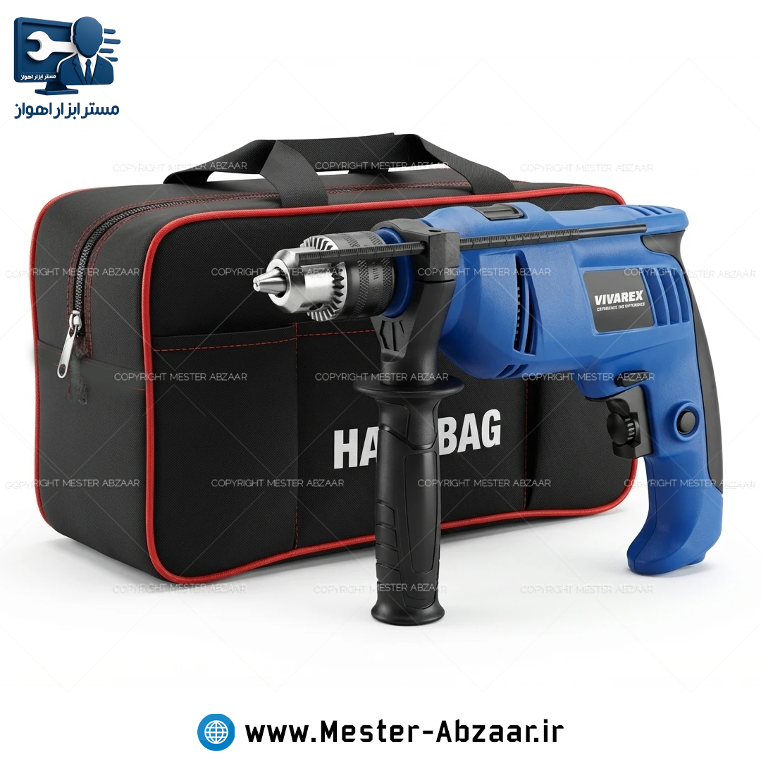دریل 13 چکشی 650 وات ویوارکس کیف برزنتی کلید گازی دیمردار گارانتی کد 6513 مدل VIVAREX VR6513-ID