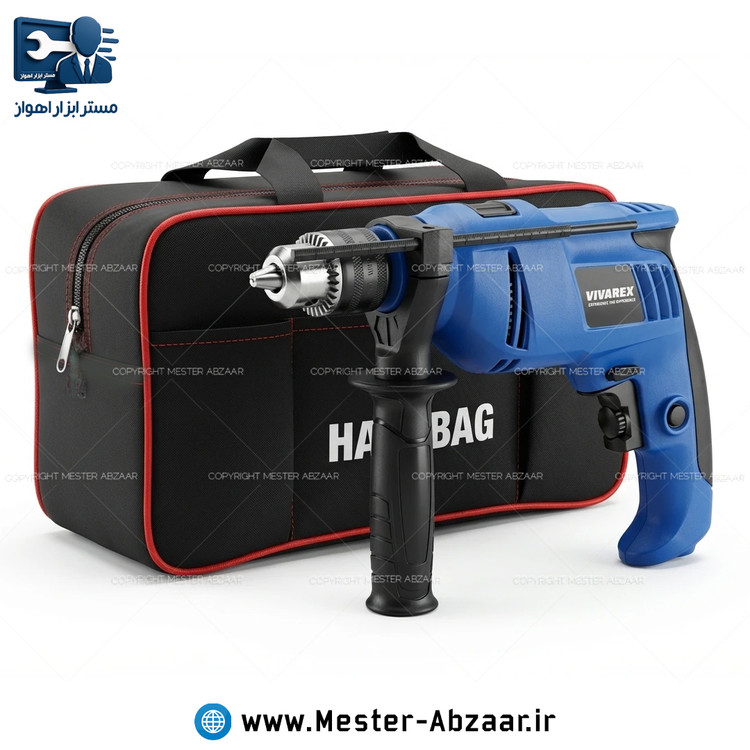 دریل 13 چکشی 650 وات ویوارکس کیف برزنتی کلید گازی دیمردار گارانتی کد 6513 مدل VIVAREX VR6513-ID