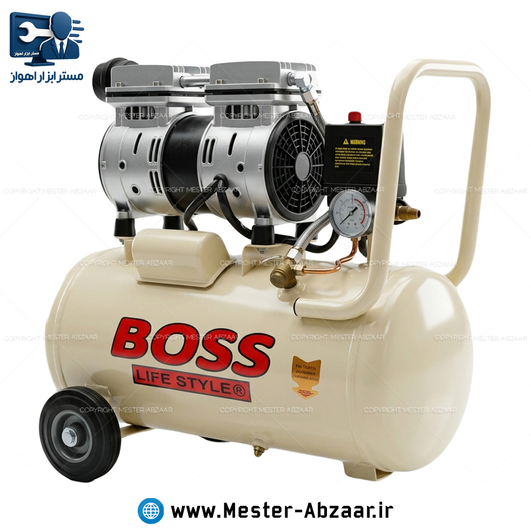 کمپرسور پمپ باد 30 لیتری سایلنت باس دو سیلندر (استوک شرکتی) مدل BOSS BS-900