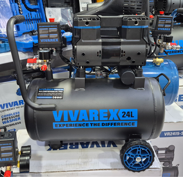 کمپرسور و پمپ باد 24 لیتری سایلنت با گارانتی ویوارکس مشکی جدید مدل VIVAREX VR2415-SS
