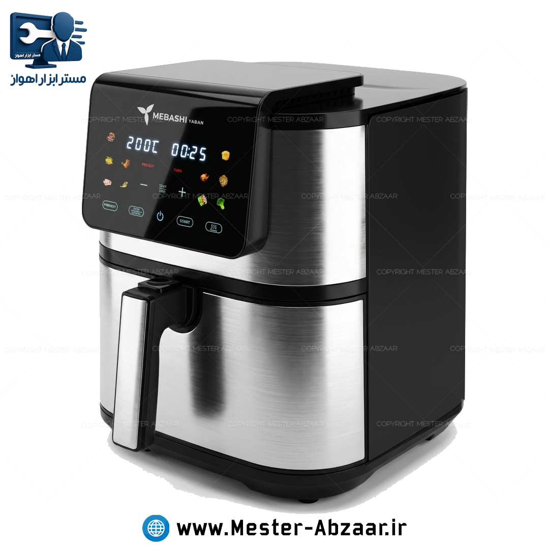 سرخ کن 15 لیتری دو المنت لمسی با سبد جداشونده 3000 وات دیجیتالی مباشی یابان مدل MEBASHI YABAN ME-AF5806D سرخکن هواپز