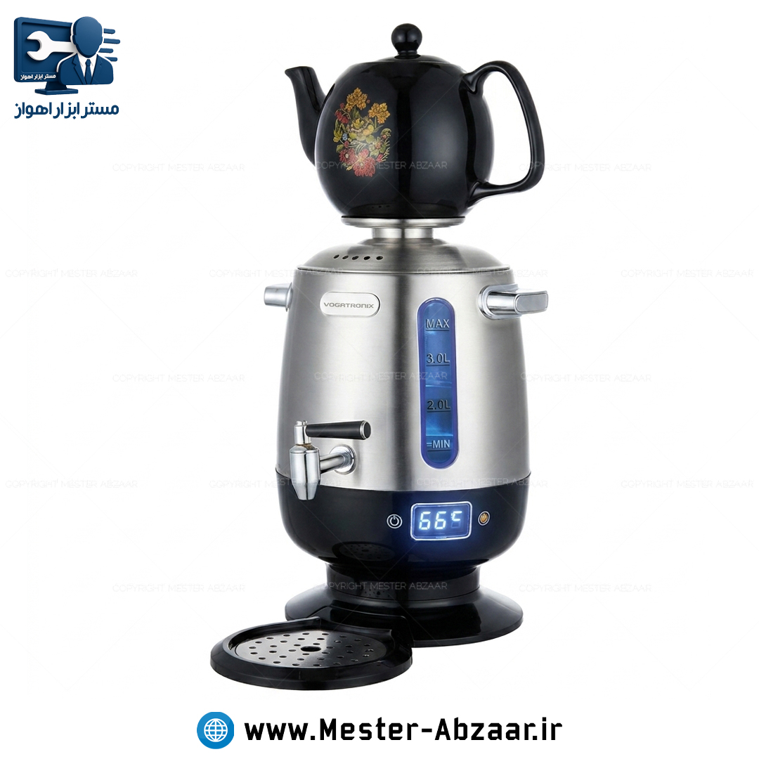 چای ساز سماور برقی 2200 وات 3.5 لیتری استیل وگاترونیکس مدل VOGATRONIX VE-228 وگاتی