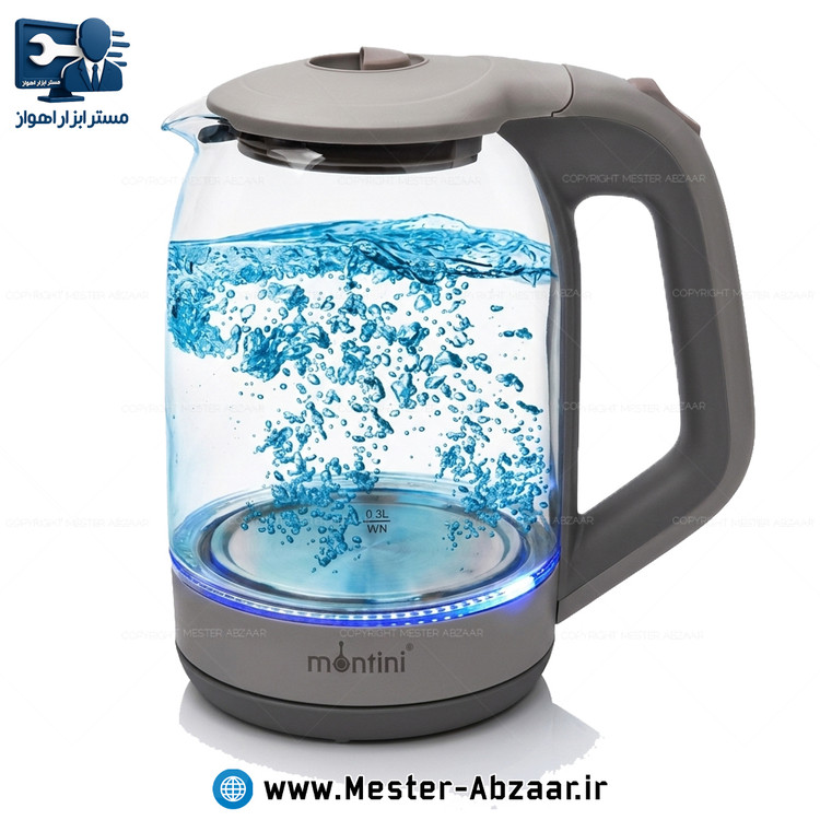 کتری برقی شیشه ای برند مونتینی 1500 وات 1.8 لیتر برند MONTINI SINA-577