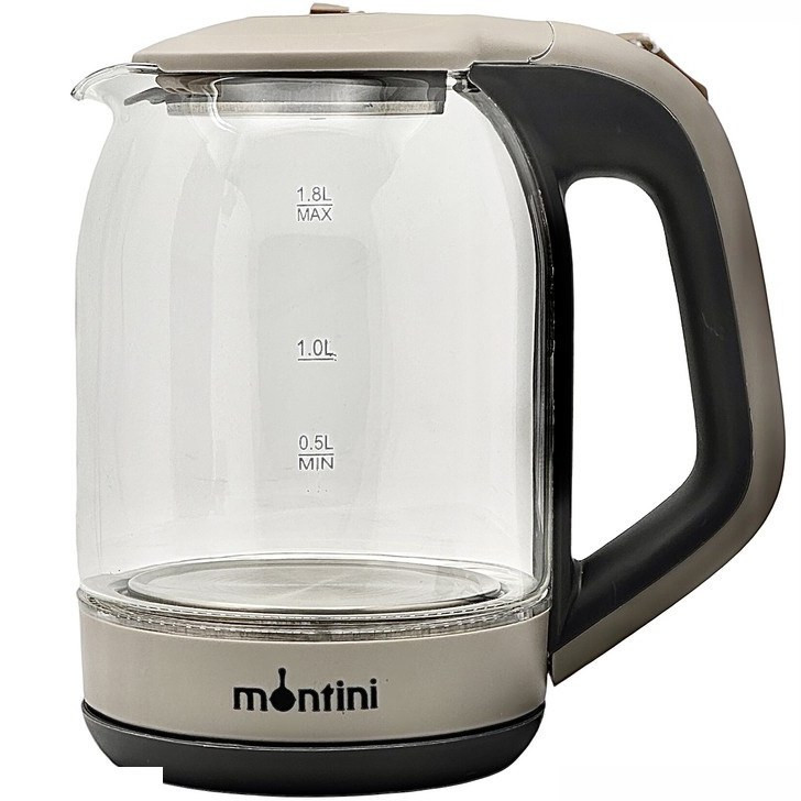 کتری برقی شیشه ای برند مونتینی 1500 وات 1.8 لیتر برند MONTINI SINA-577