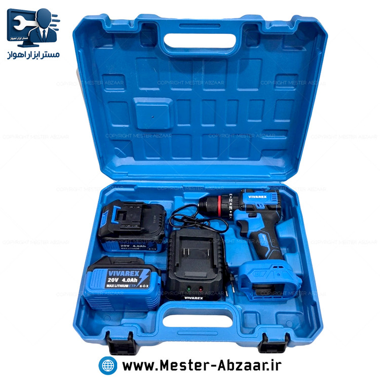 دریل پیچ بند براشلس چکشی شارژی 20 ولت 4 آمپر ویوارکس با گارانتی با کیف BMC مدل VIVAREX VR2410IDK