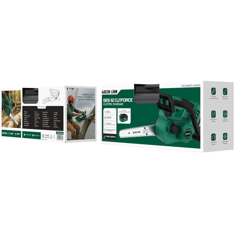 اره زنجیری براشلس شارژی ۱۲ اینچ گرین لاین مدل Green Lion GES-12 Cutforce