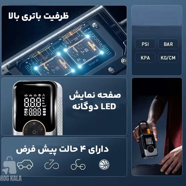 پمپ باد دوکاره شارژی و فندکی قطع کن اتوماتیک خودرو برند سویتو مدل suitu ST-221