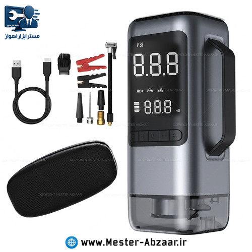پمپ باد شارژی چهار کاره ( جارو . جامپ استارتر . پاور بانک ) دیجیتالی مدل Multifunctional ATJ-9366-B