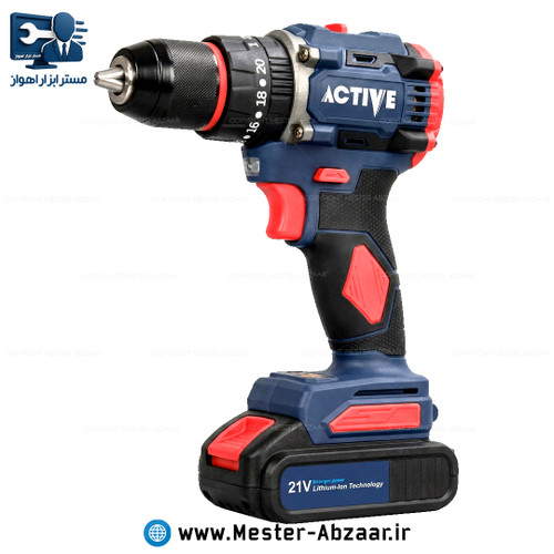 دریل شارژی چکشی ۲۱ ولت براشلس اکتیو ACTIVE مدل AC-3121BL